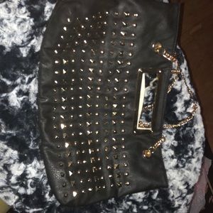 Black studded chain bag